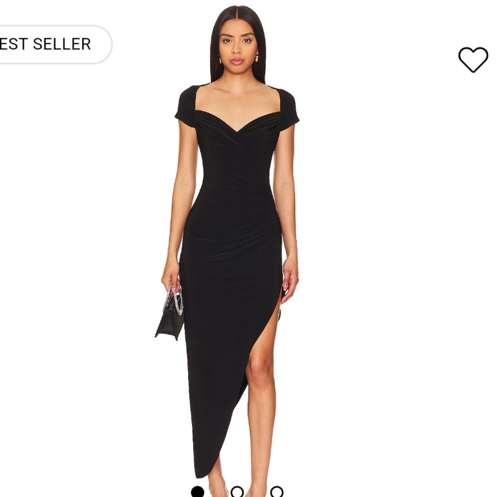 New Norma Kamali Cap Sleeve Sweetheart Side Drape Gown Large